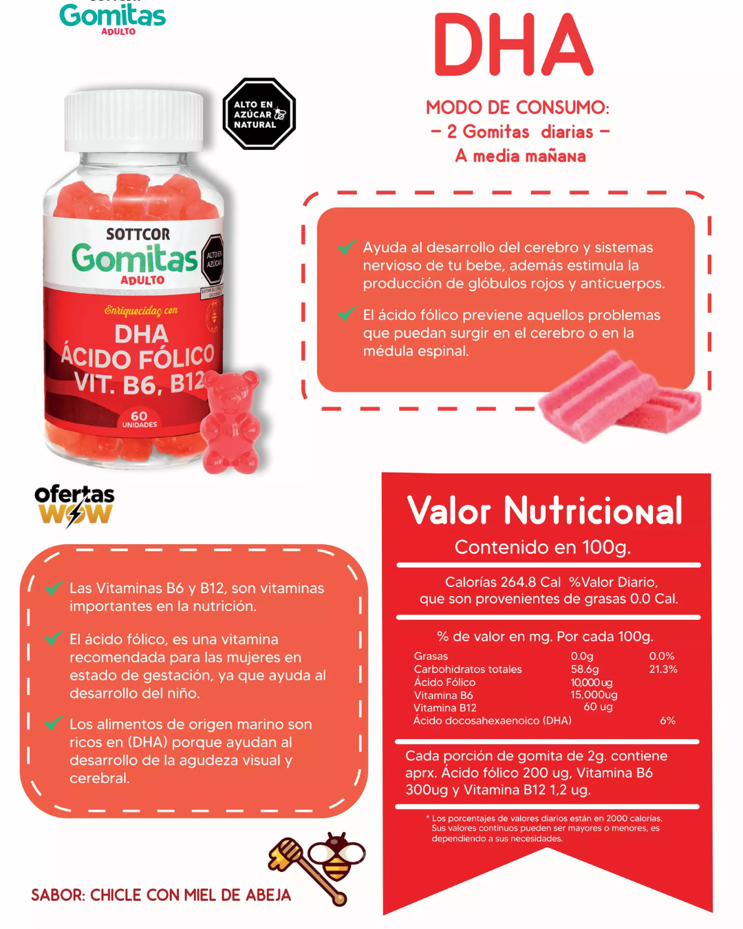 Gomitas Dha Acido Folico Vit. B6 B12