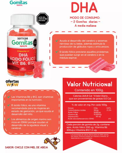Gomitas Dha Acido Folico Vit. B6 B12